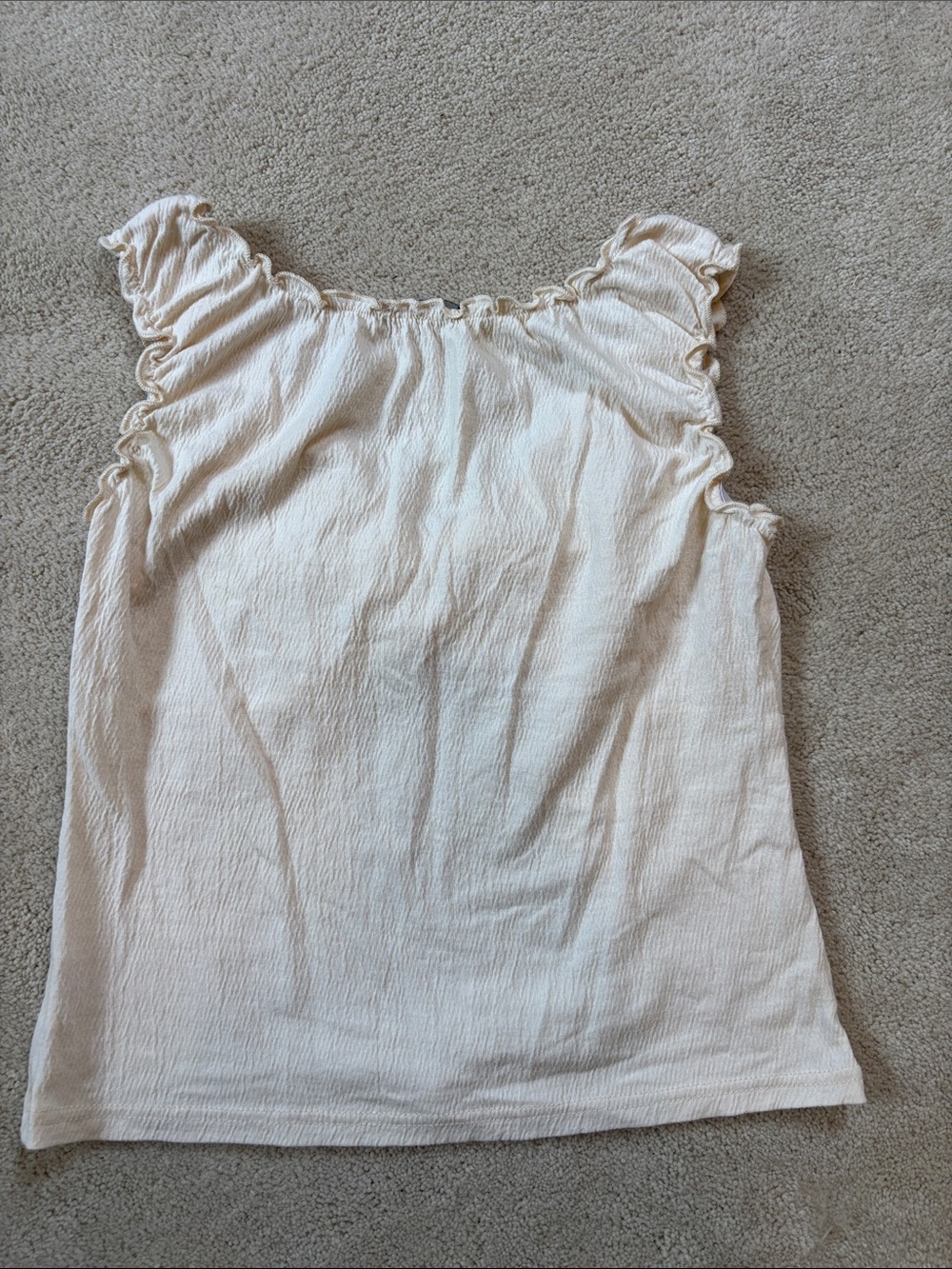 Brandy Melville Cream Ruffled Tie-Front Top - Picture 2 of 3